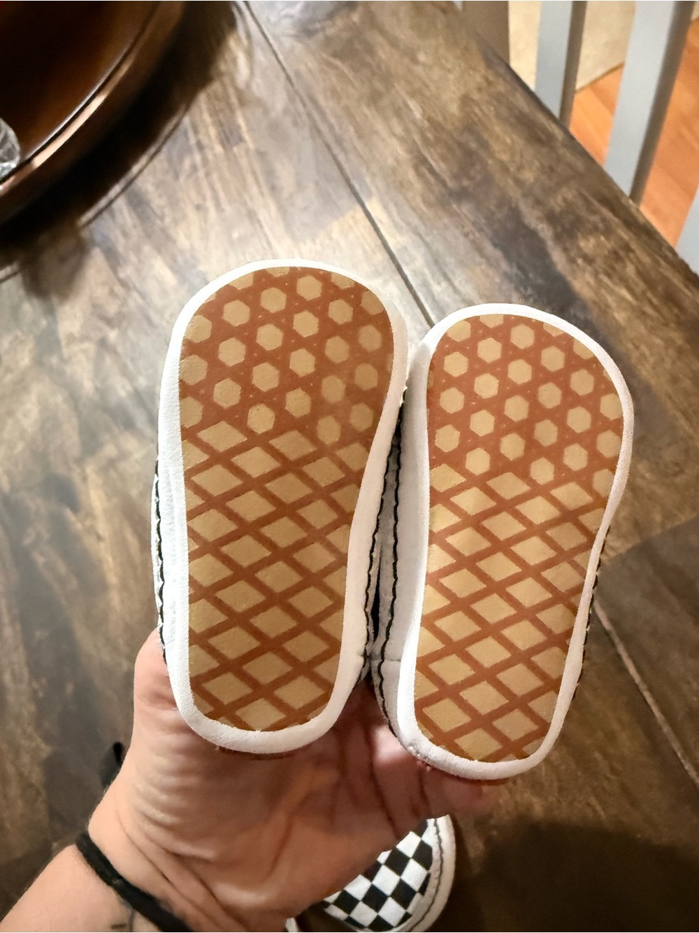 Vans Slip On Infant Baby Crib Shoes - Black & White Checkered- Boys or Girls - Picture 10 of 11